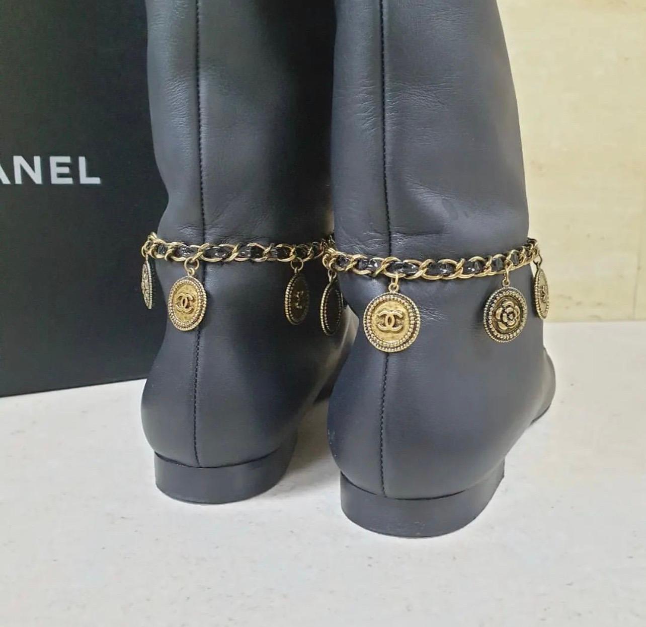 chanel charm boots