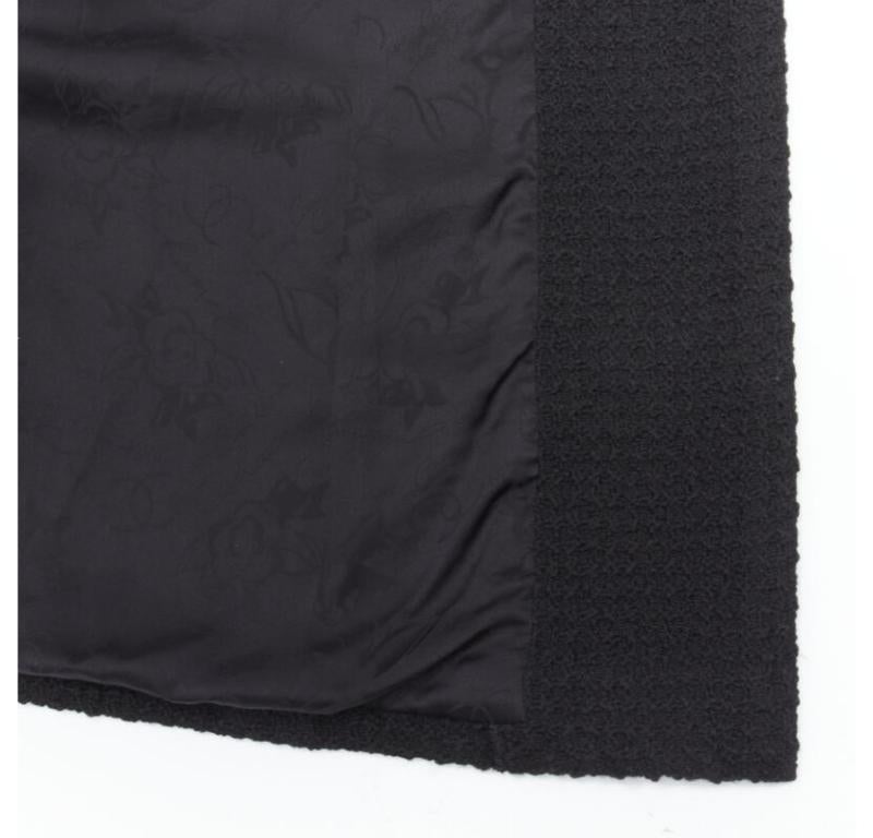 CHANEL 17A Paris Cosmopolite black tweed CC button 4-pocket  belted coat FR44 XL For Sale 7