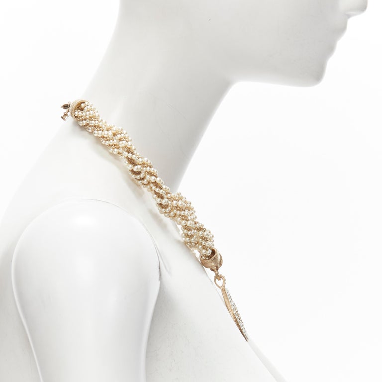 CHANEL 17A Paris Cosmopolite Metier D'Art gold pearl CC twist choker  necklace at 1stDibs