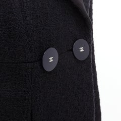 CHANEL 17A Runway Paris Cosmopolite black tweed double breasted tuxedo jacket