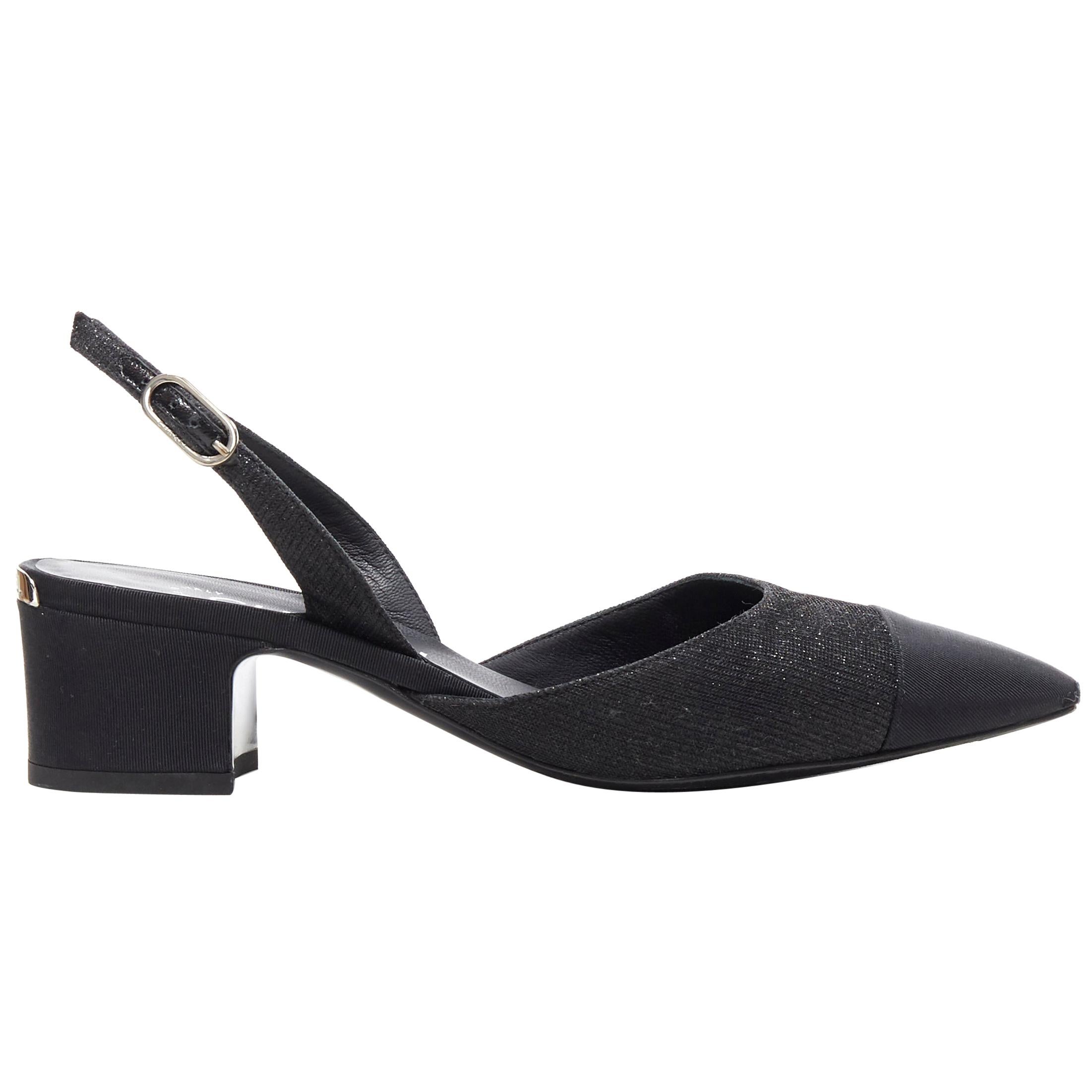 chanel black toe slingback