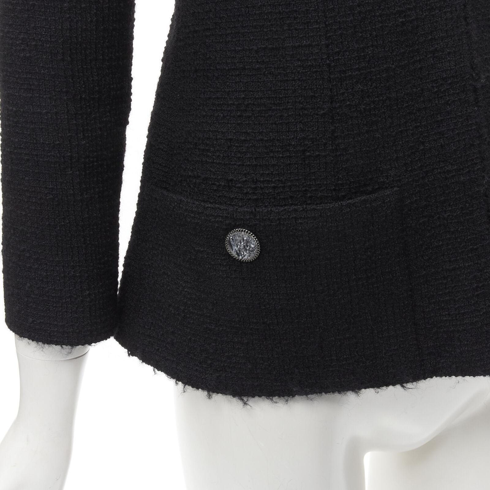 CHANEL 17C Paris Cuba lattice tweed Coco satin collar little black jacket FR36 S For Sale 6