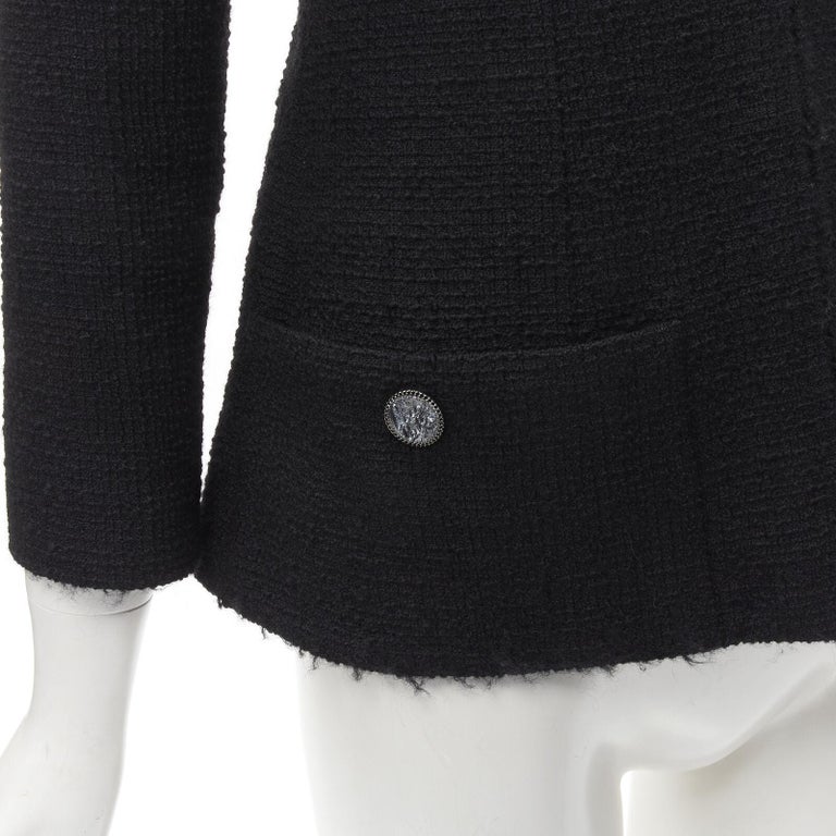 CHANEL 17C Paris Cuba lattice tweed Coco satin collar little black jacket  FR36 S For Sale at 1stDibs