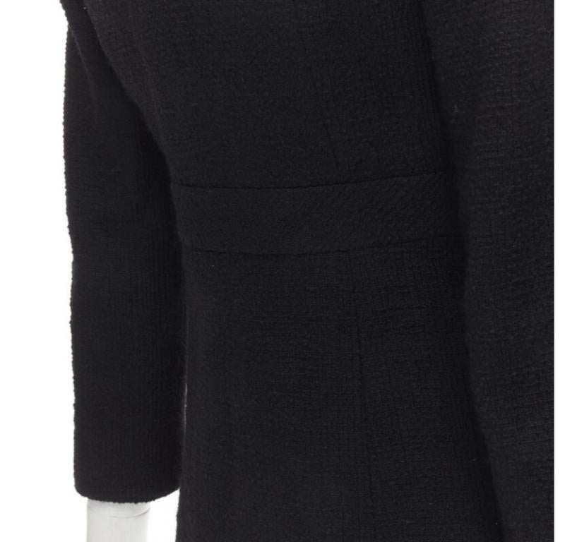 CHANEL 17C Paris Cuba tweed reticolato Coco collo di raso piccola giacca nera FR36 S in vendita 6