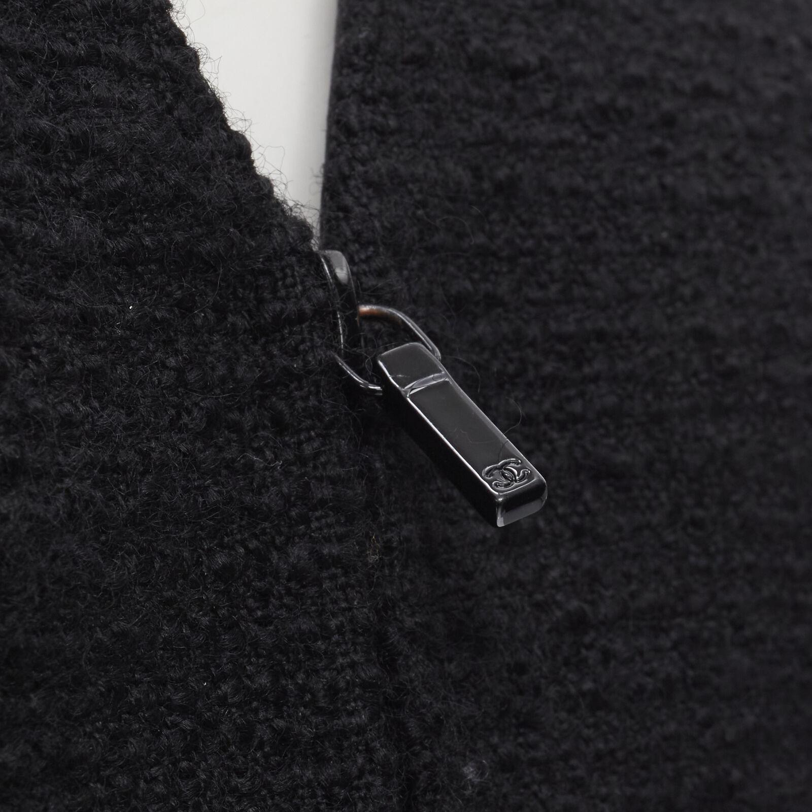 CHANEL 17C Paris Cuba lattice tweed Coco satin collar little black jacket FR36 S For Sale 5