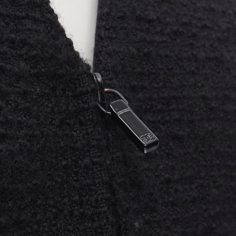 CHANEL 17C Paris Cuba lattice tweed Coco satin collar little black jacket  FR36 S For Sale at 1stDibs