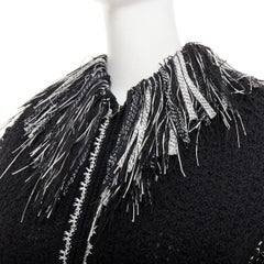 CHANEL 17P Runway ribbon trim fringe tweed sleeveless gilet vest jacket FR38 M