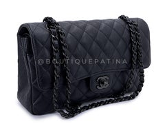 Chanel 17S So Black Medium Classic Double Flap Bag Calfskin 68707