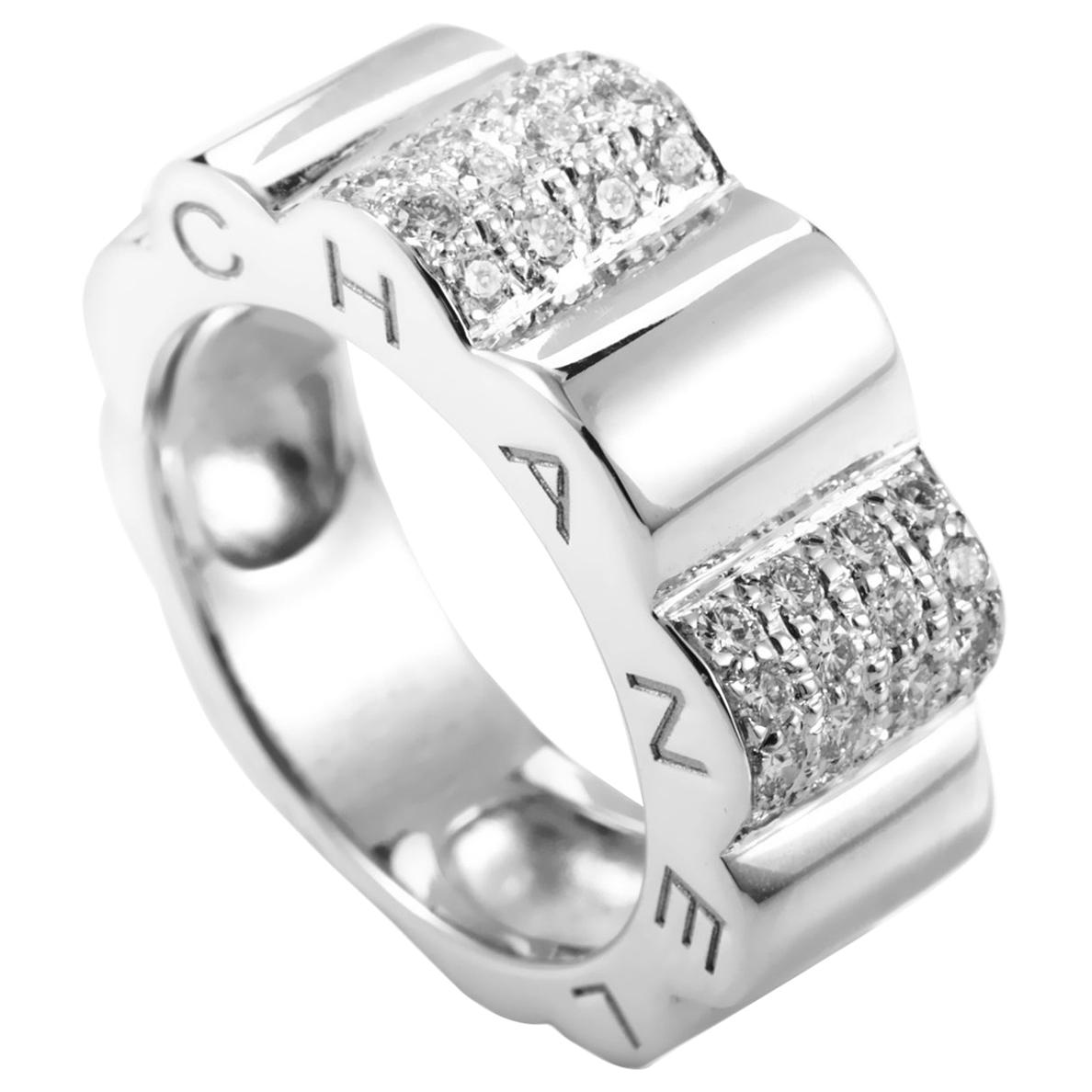 Chanel 18 Karat White Gold ~0.45 Carat Diamond Band Ring