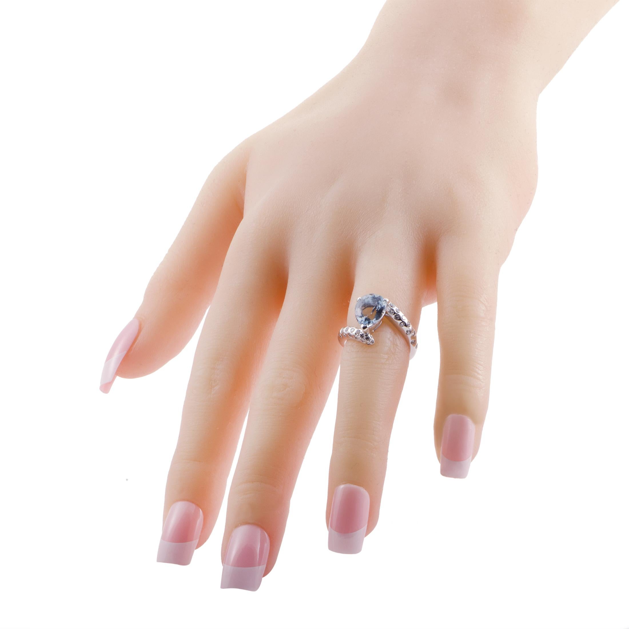 Women's Chanel 18 Karat White Gold Diamond and Aquamarine Ring