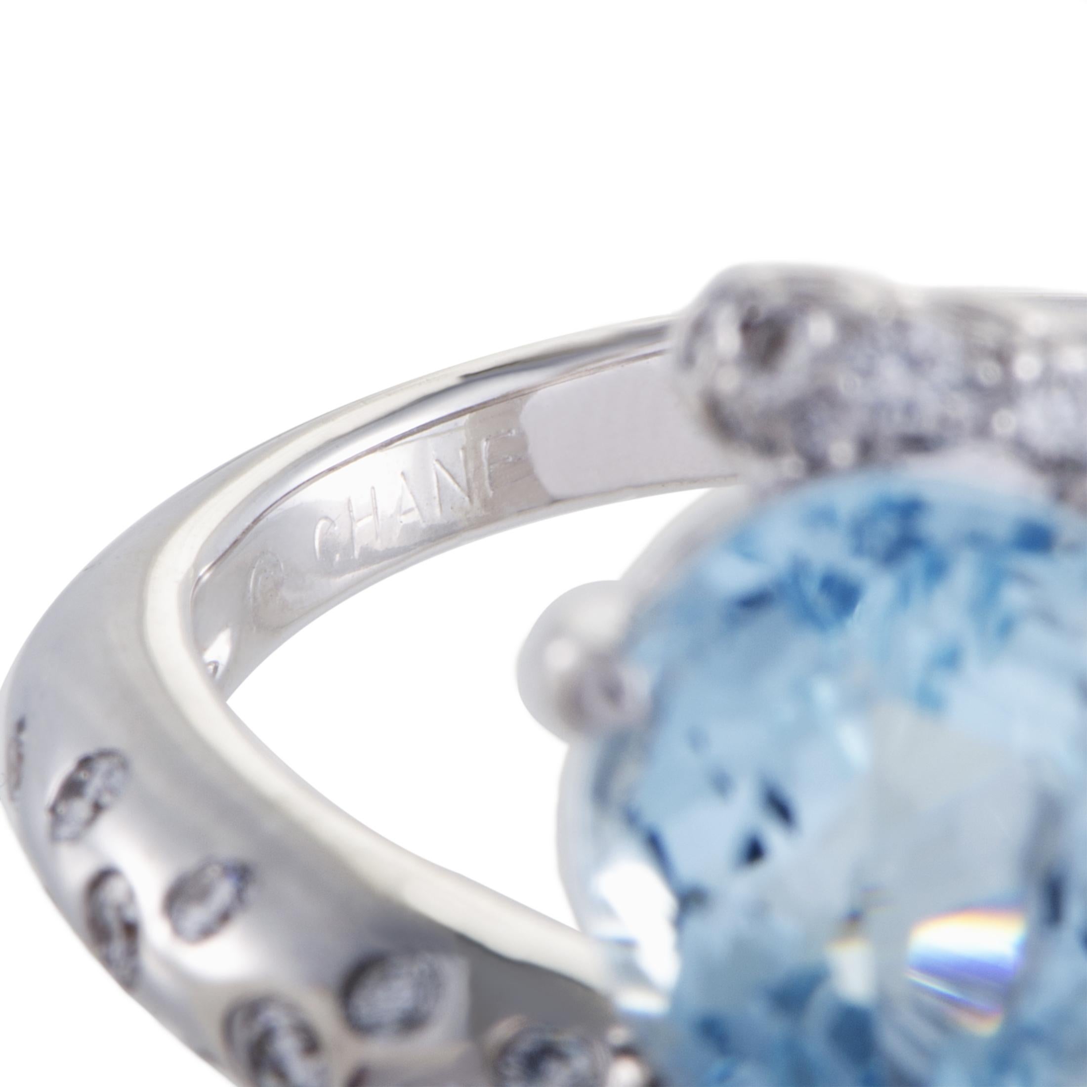 Chanel 18 Karat White Gold Diamond and Aquamarine Ring 1