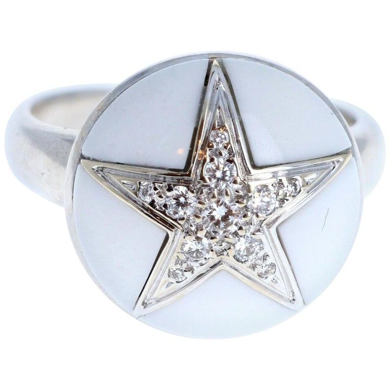 Chanel White Gold Diamond Star Dome Ring