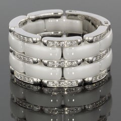 Chanel 18 Karat White Gold Diamond and White Ceramic Large Ultra Flexible Ring