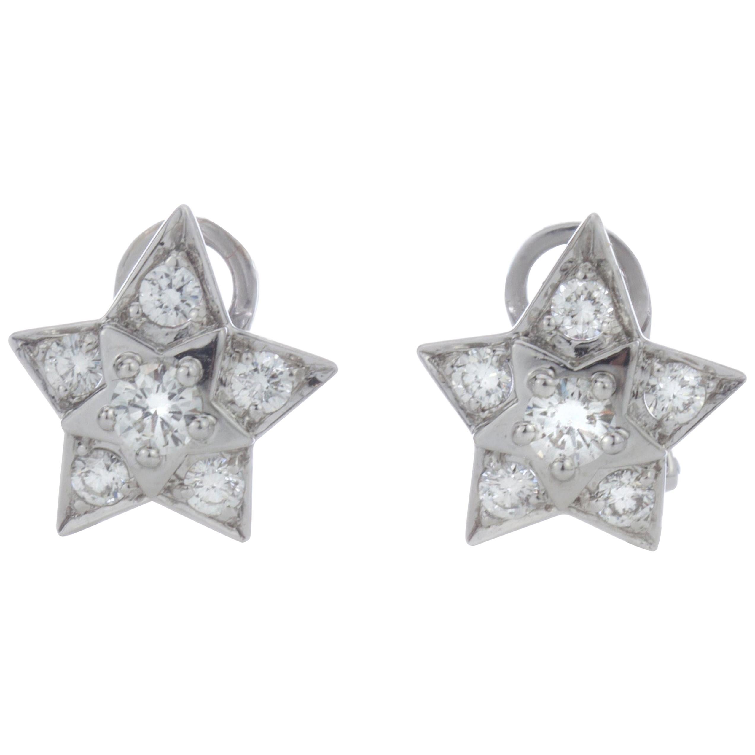 Chanel 18 Karat White Gold Ladies Clip-On Diamond Earrings