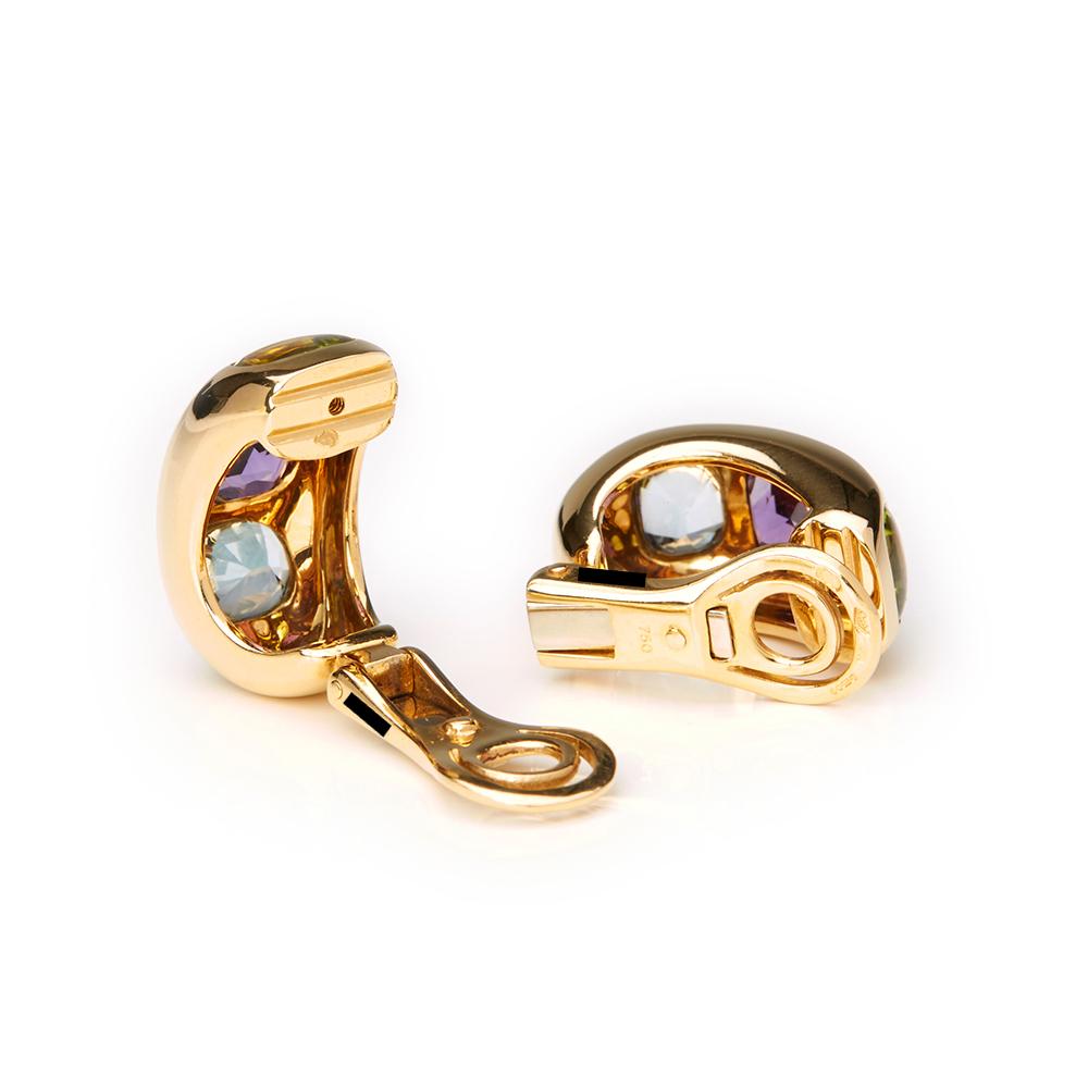 Chanel 18 Karat Yellow Gold Amethyst Peridot Clip-On Baroque Earrings  1