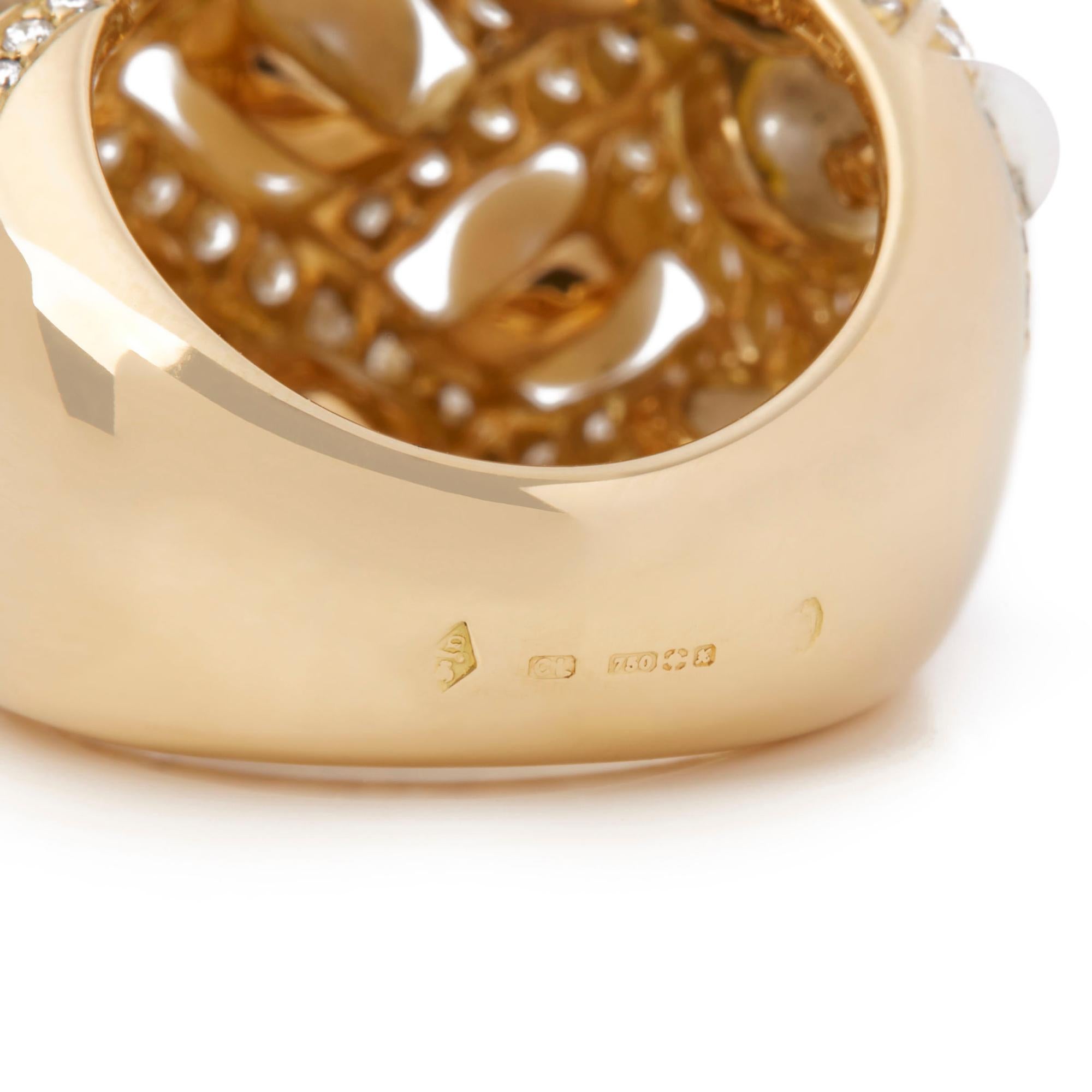 Women's Chanel 18 Karat Yellow Gold Cultured Pearl Baroque Matelassé Ring