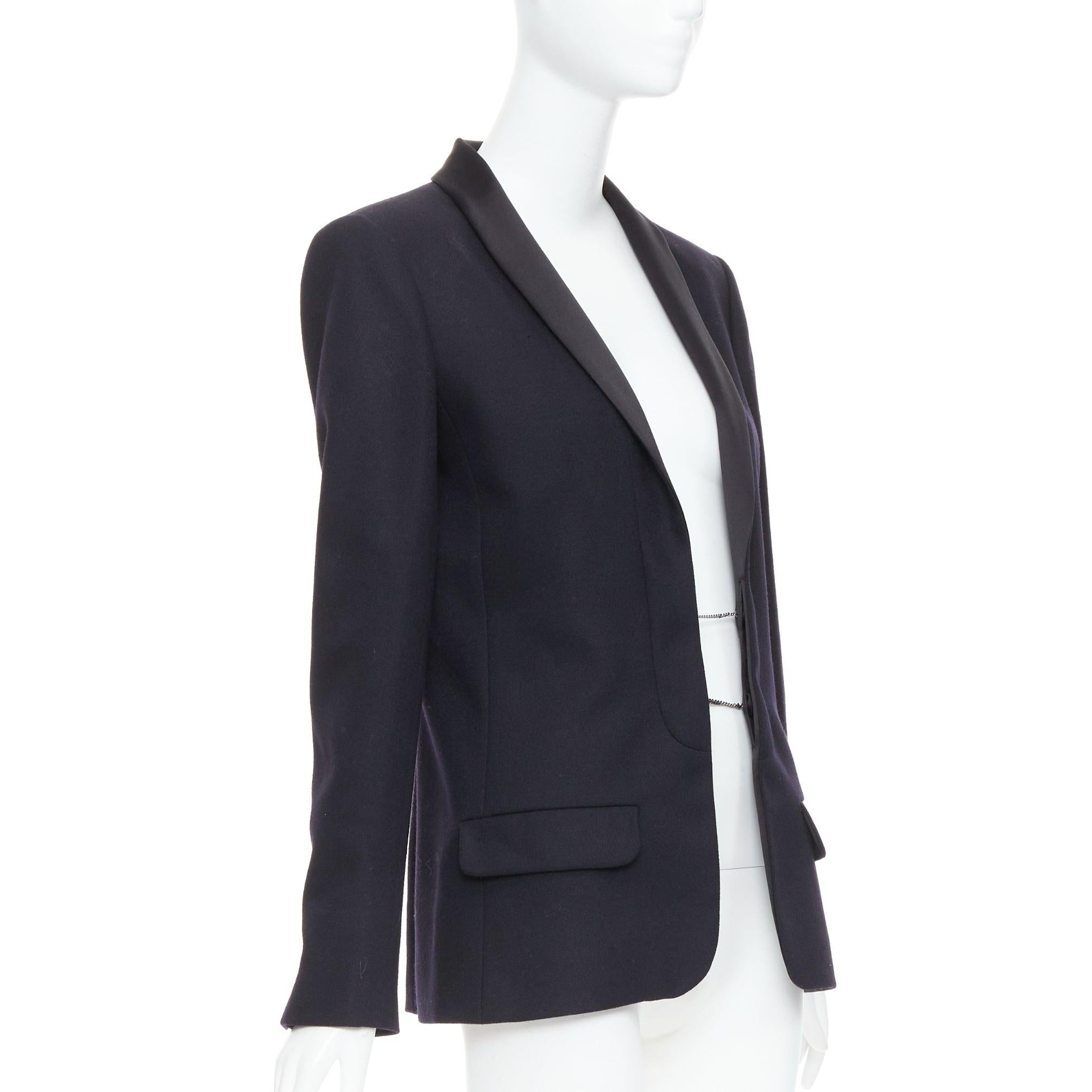 CHANEL 18A negro París Hamburgo Metier D'art blazer esmoquin lana FR40 L Negro en venta
