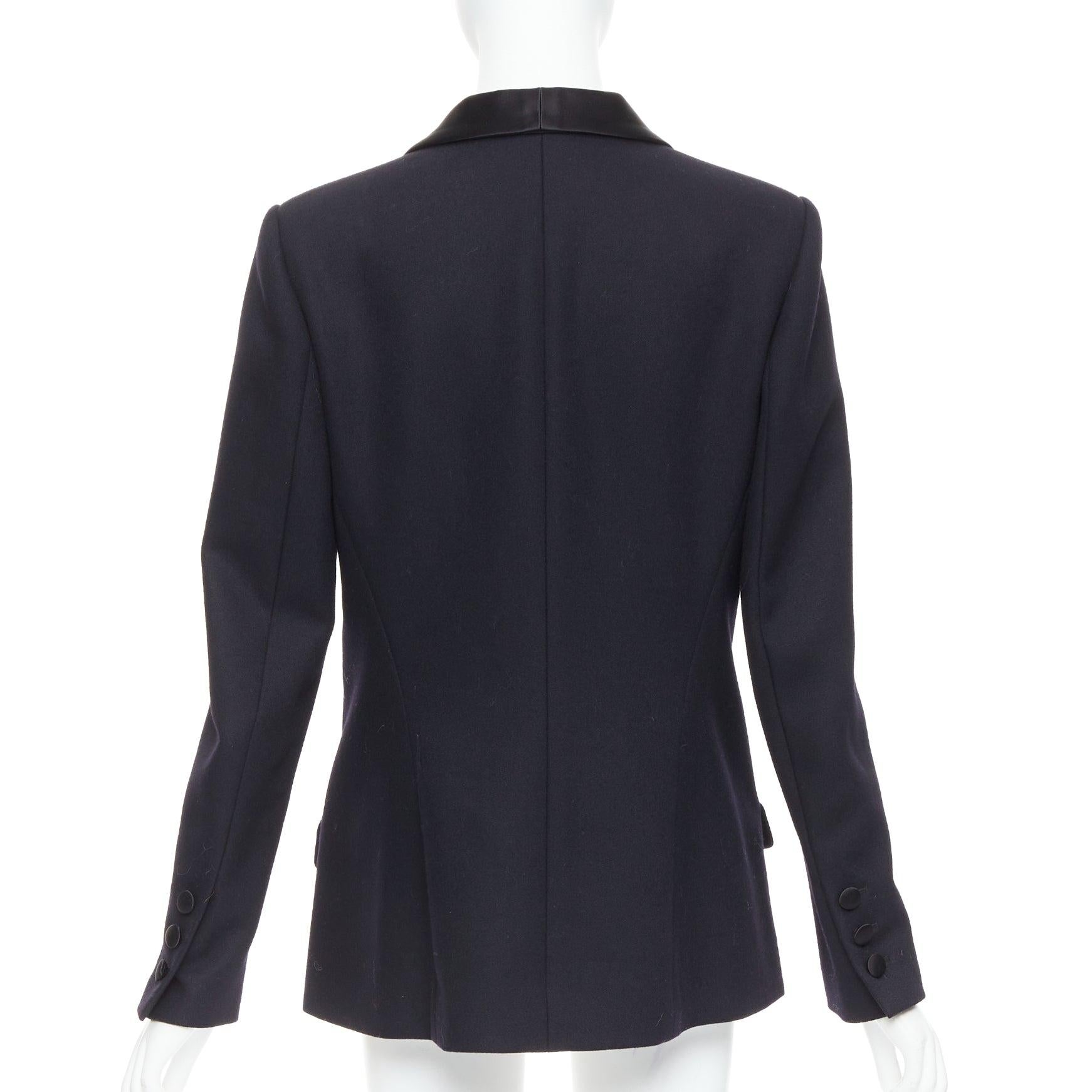 De las mujeres CHANEL 18A negro París Hamburgo Metier D'art blazer esmoquin lana FR40 L en venta