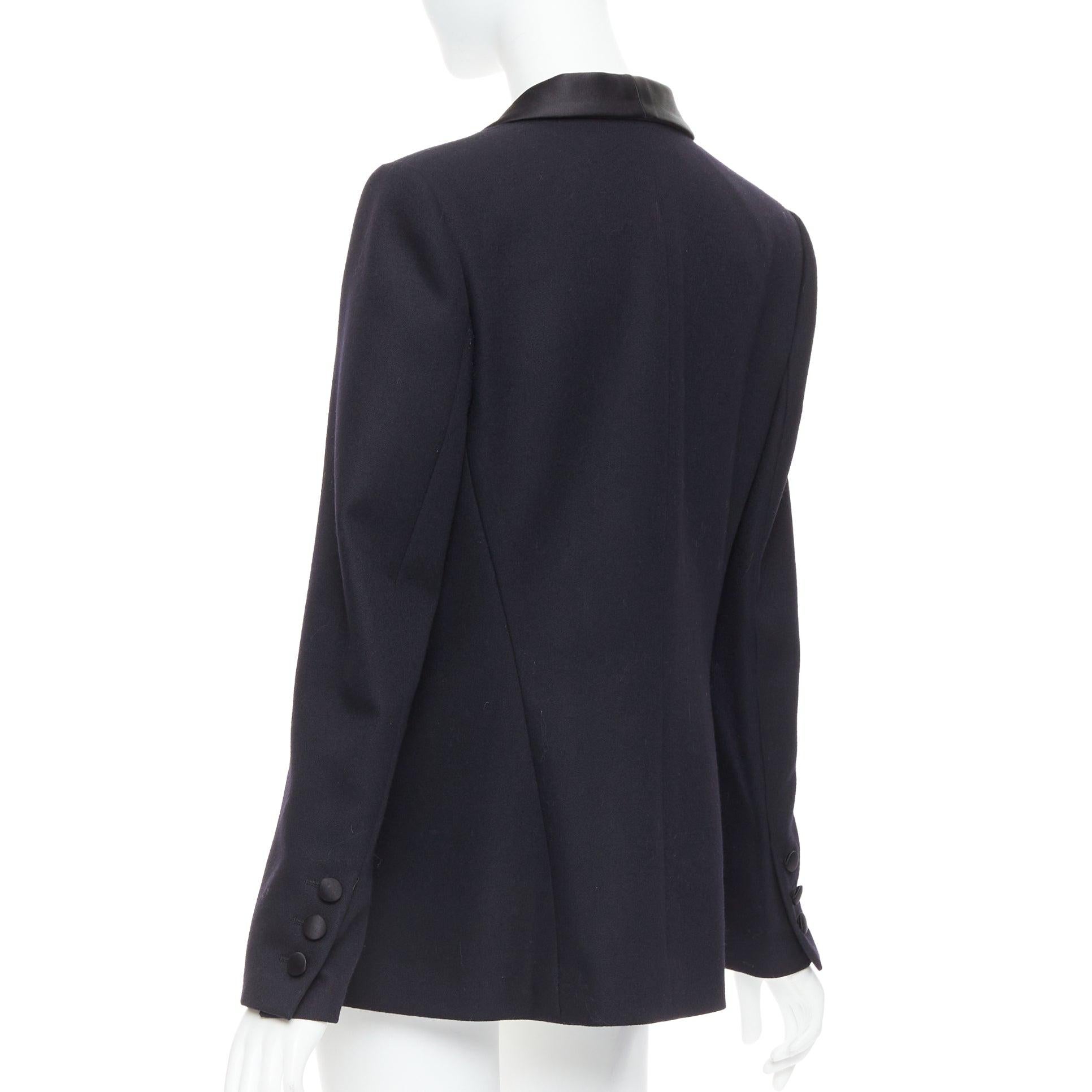 CHANEL 18A negro París Hamburgo Metier D'art blazer esmoquin lana FR40 L en venta 1