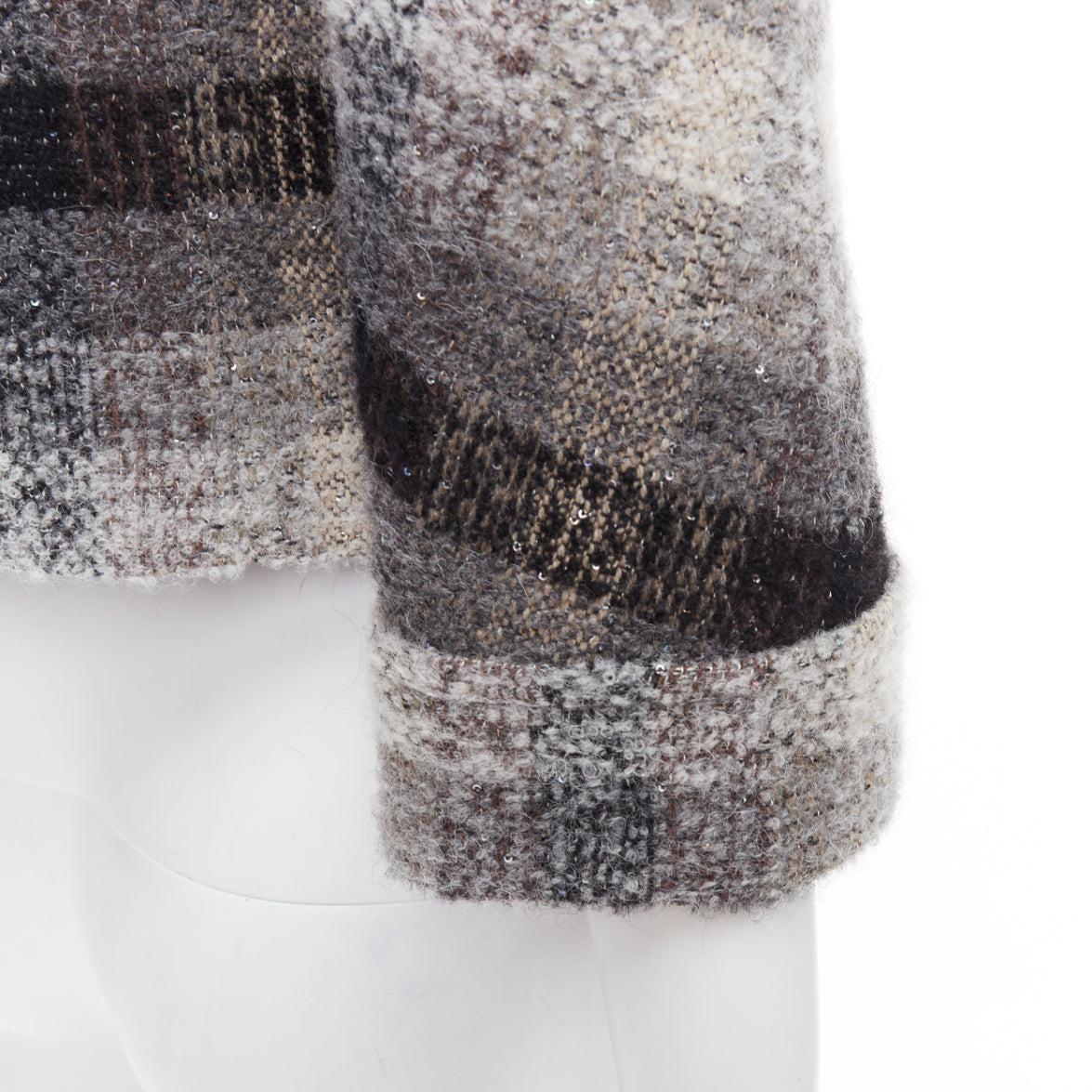 Chanel 18B Fantasy tweed grigio a quadri con paillettes in lana FR38 M. in vendita 4