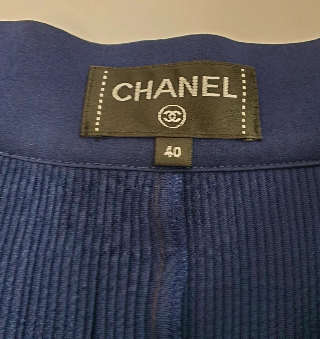 CHANEL Défilé Grèce 18C Bleu marine Pantalon large Pour femmes en vente