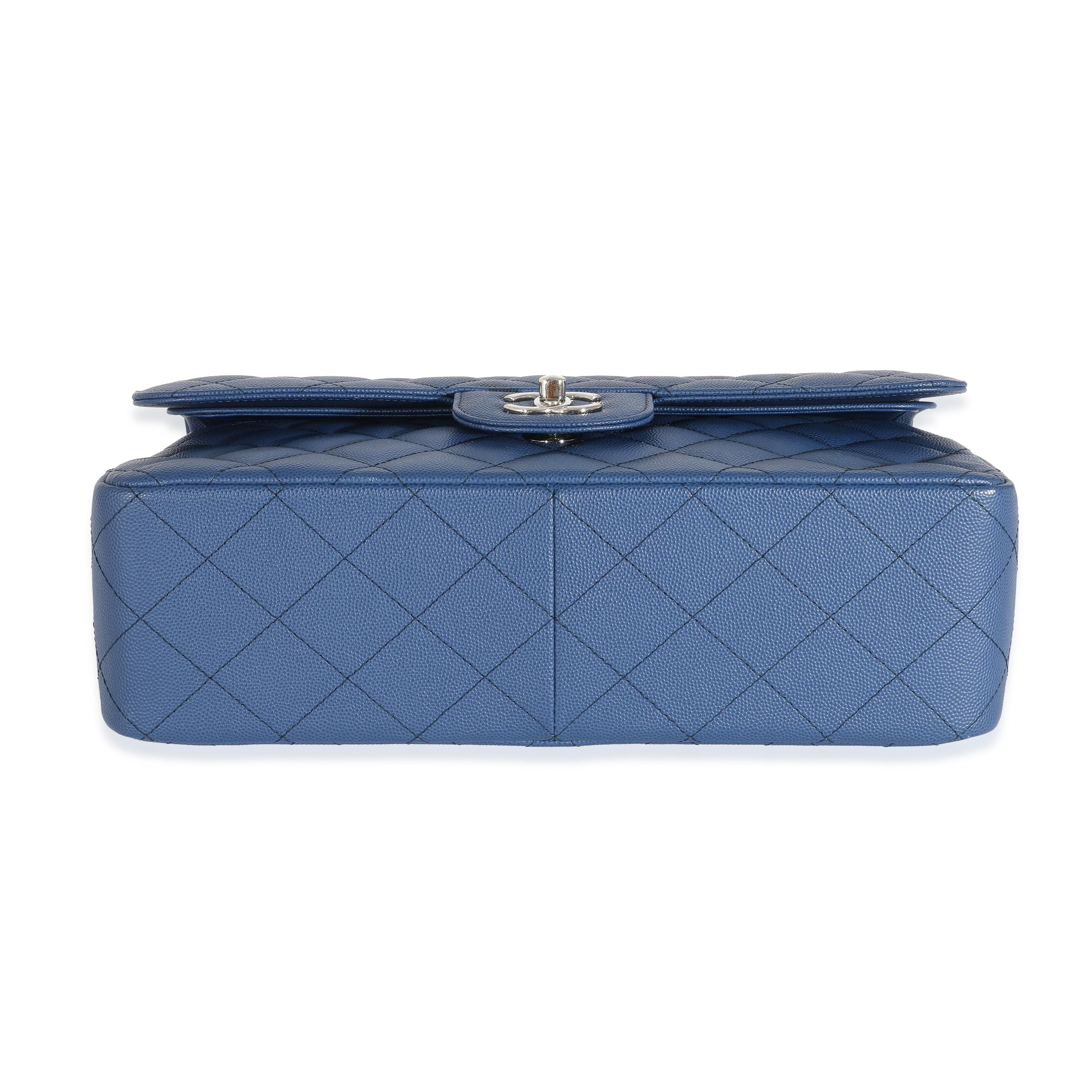 Chanel 18C Navy Caviar Jumbo Classic Double Flap Bag 2