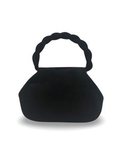 Chanel 18cm black suede "CC" turn-lock twisted handle bag