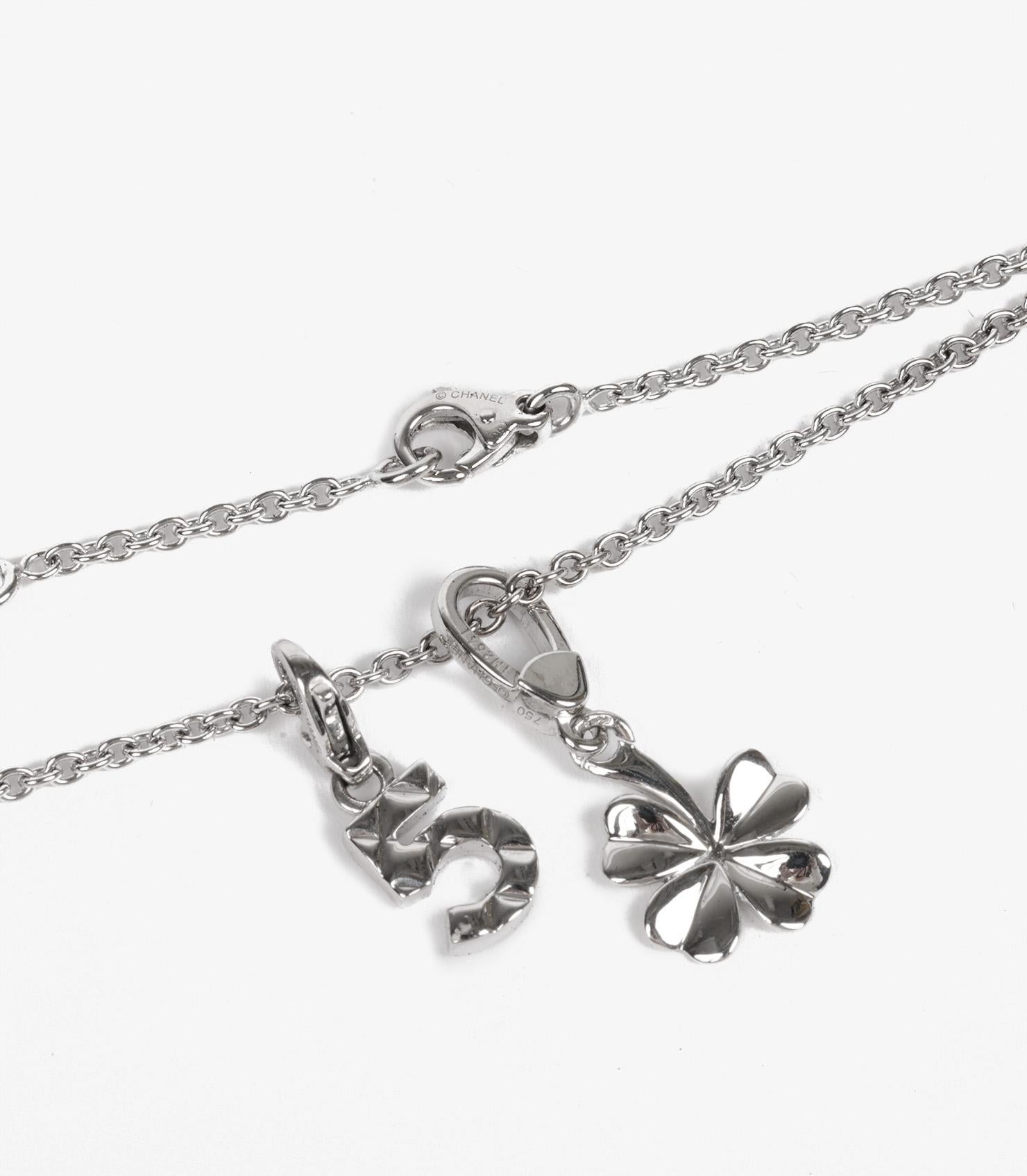 Chanel 18ct White Gold Lucky Charms Motif Necklace In Excellent Condition For Sale In Bishop's Stortford, Hertfordshire