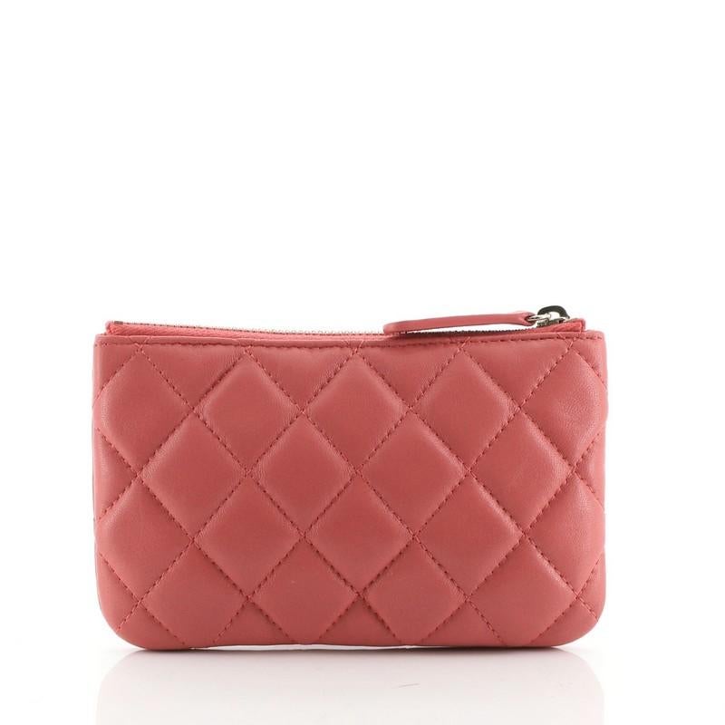 Pink Chanel 18K Charms O Case Pouch Quilted Lambskin