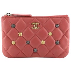 Chanel 18K Charms O Case Pouch Quilted Lambskin