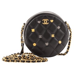 Chanel 18K Charms Round Clutch With Chain Quilted Lambskin Mini
