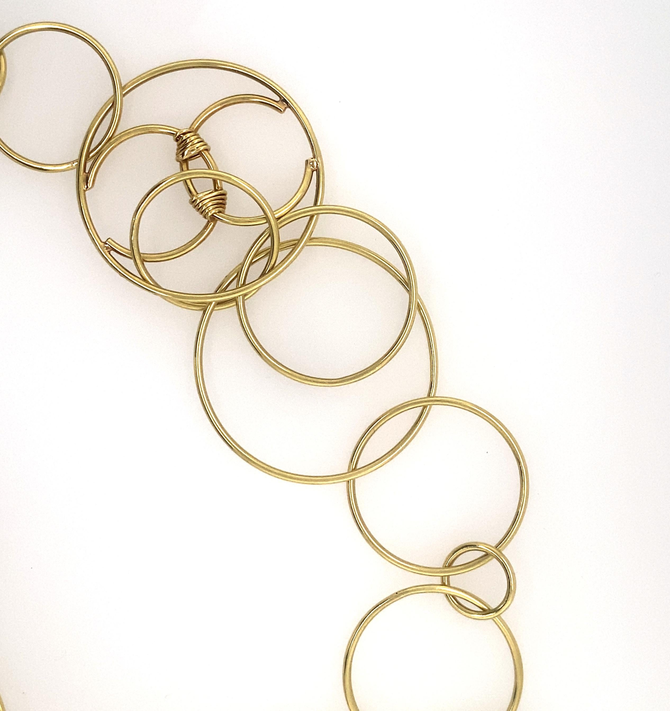 Chanel 18k Gold Hoop link Necklace For Sale 2