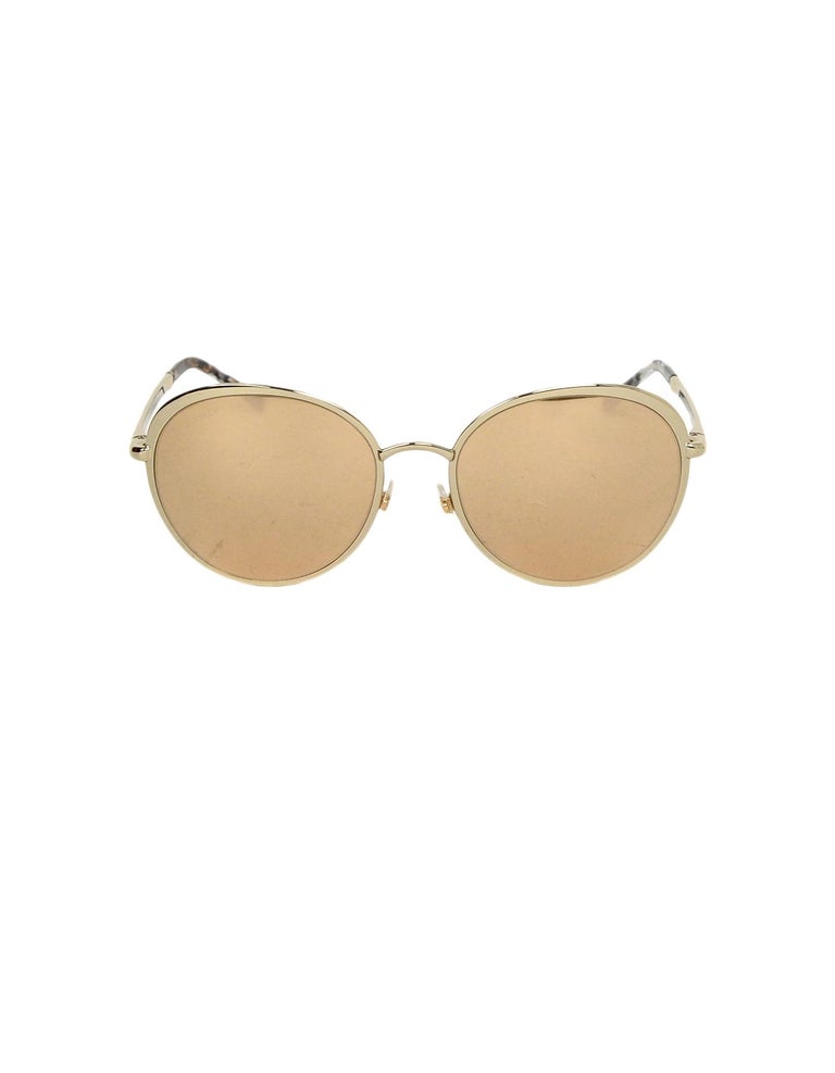 Chanel 18K Gold Mirrored Lenses and Metal Rounded Sunglasses W