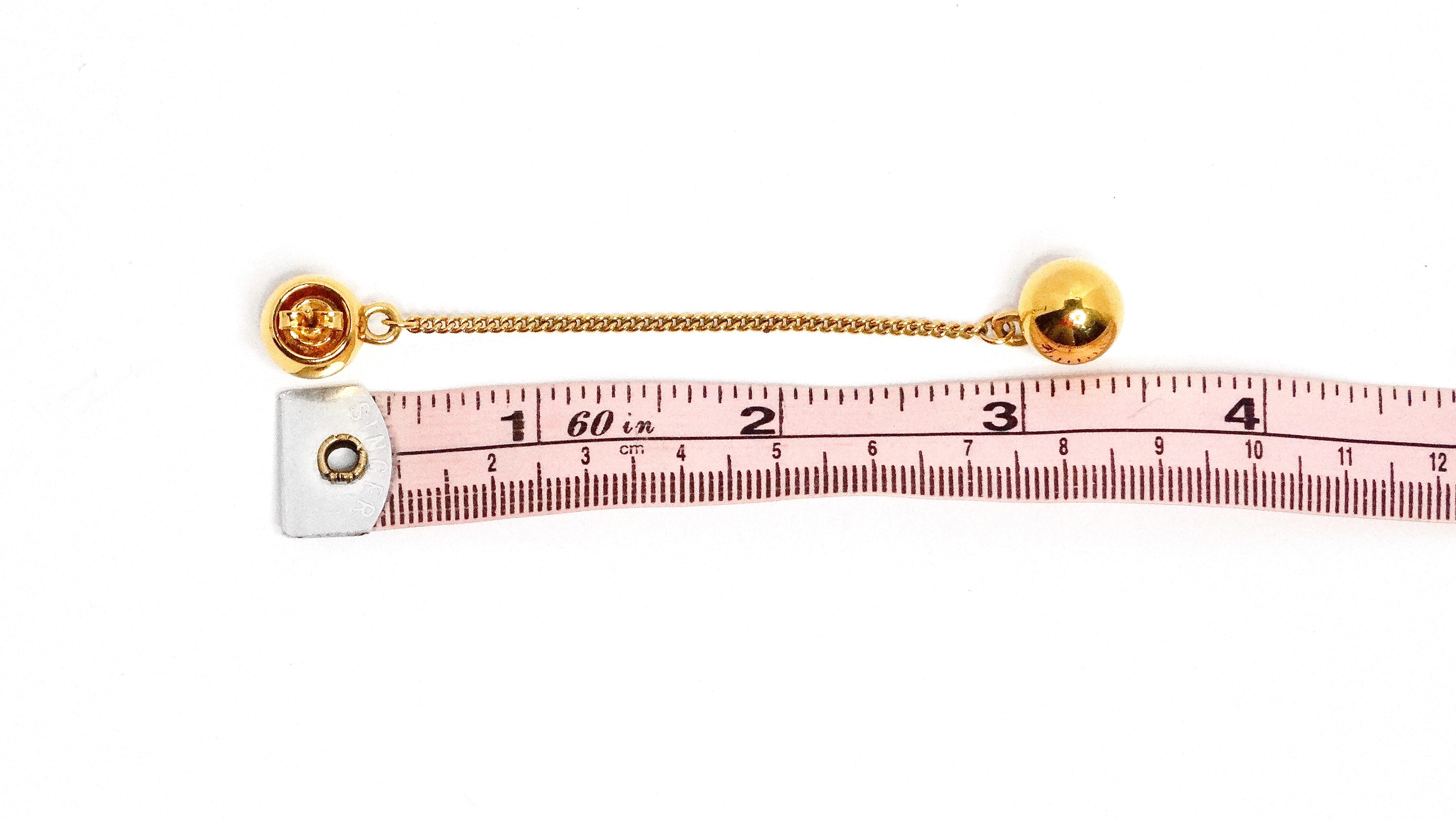 Women's Chanel 18k Gold Plated Ball Charm Drop Earrings For Sale