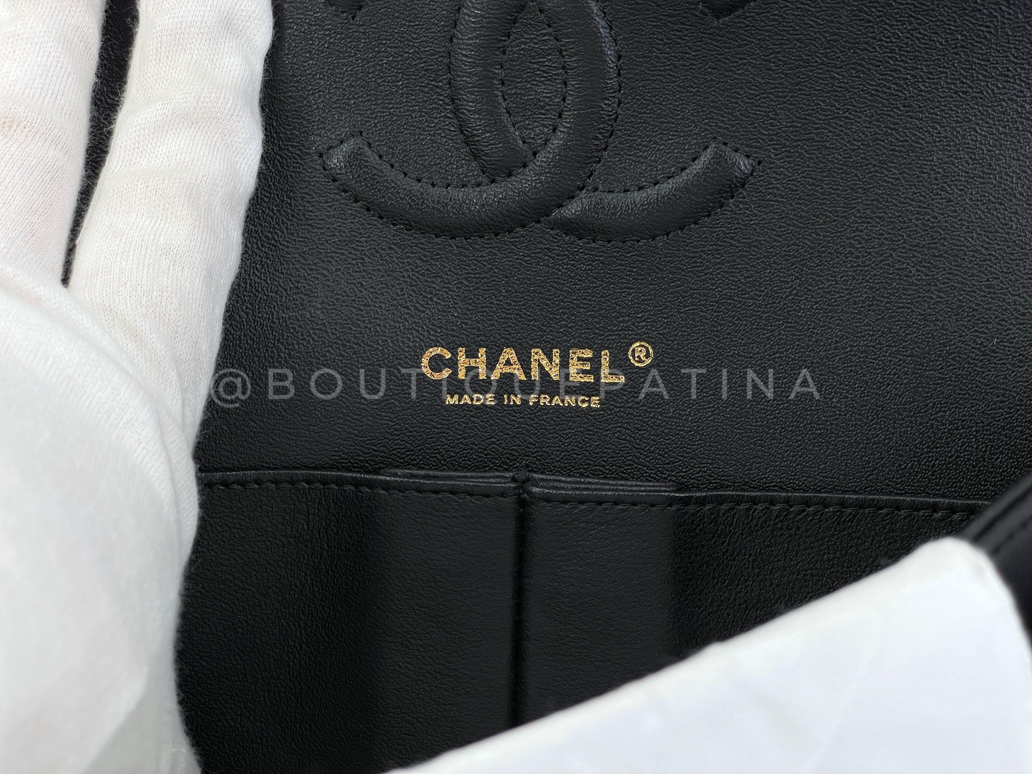 Chanel 18K Lucky Heart Charms Medium Classic Double Flap Bag Black 67513 For Sale 7