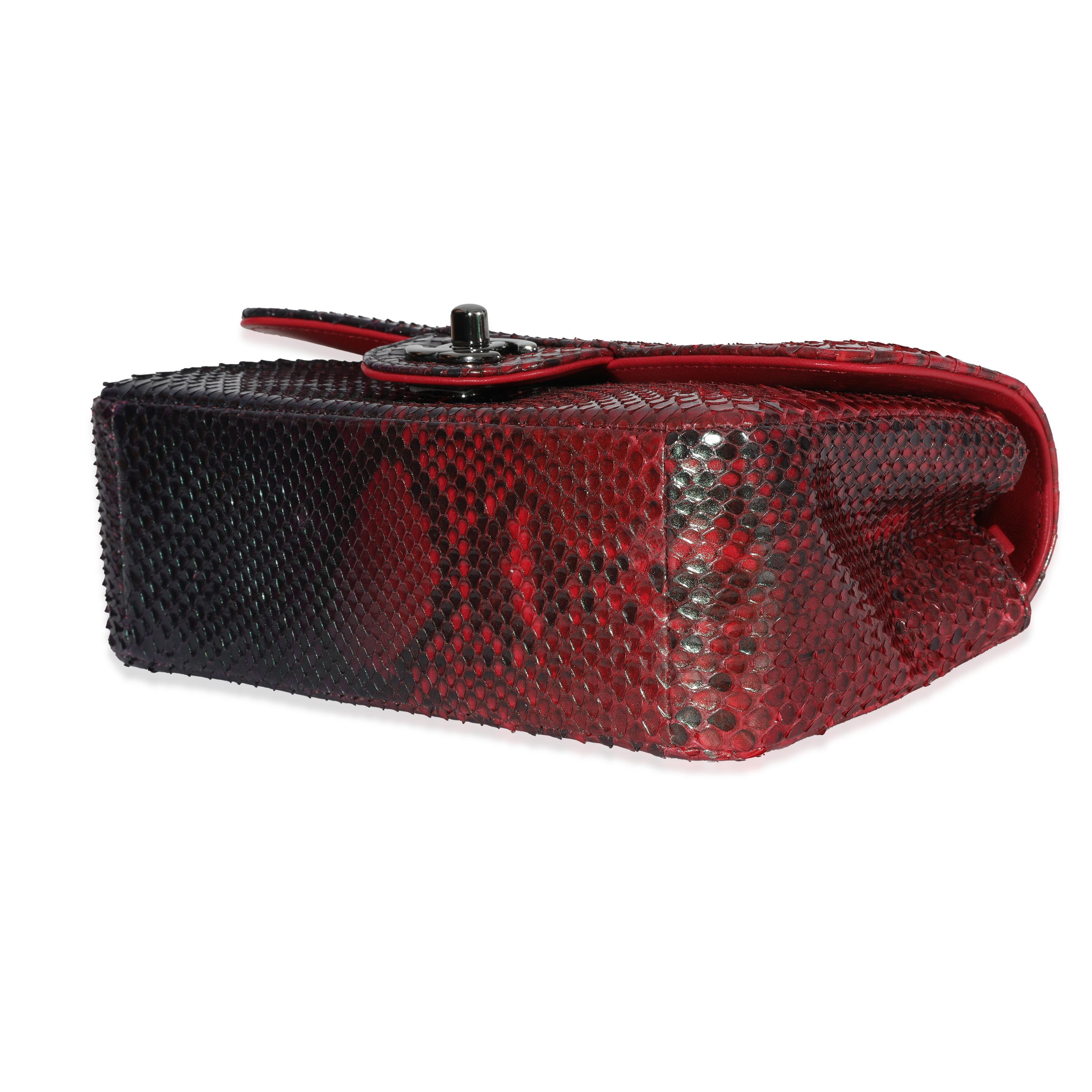 Chanel 18K Red Black Ombre Iridescent Python Mini Flap Bag RHW 1