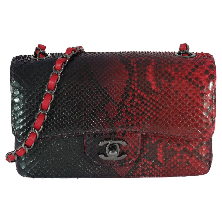 Chanel 18K Red Black Ombre Iridescent Python Mini Flap Bag RHW For