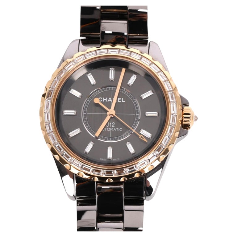 Chanel 18k Rose Gold, Ceramic and Baguette Diamond J12  display picture 3