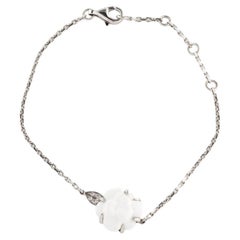 CHANEL 18K Silver Chalcedony & Diamond Camellia Bracelet