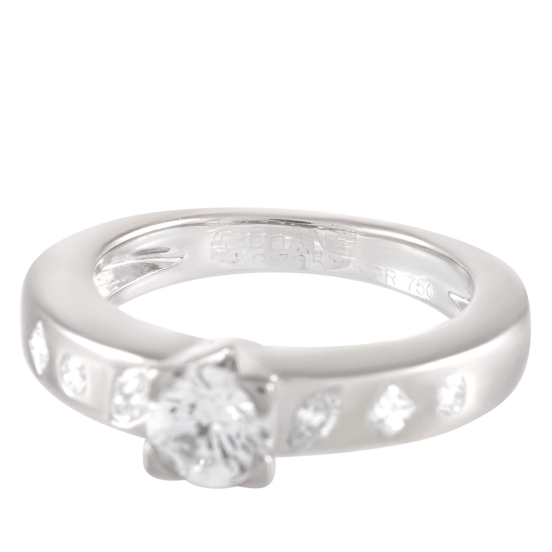 Round Cut Chanel 18K White Gold 0.78 Ct Diamond Ring
