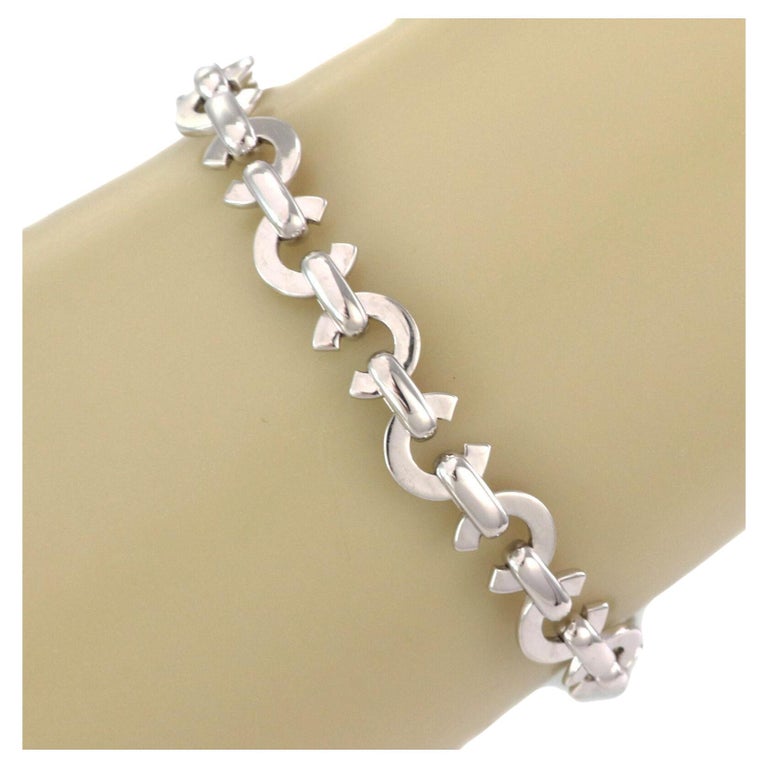 Chanel 18k White Gold C Link Bracelet For Sale at 1stDibs