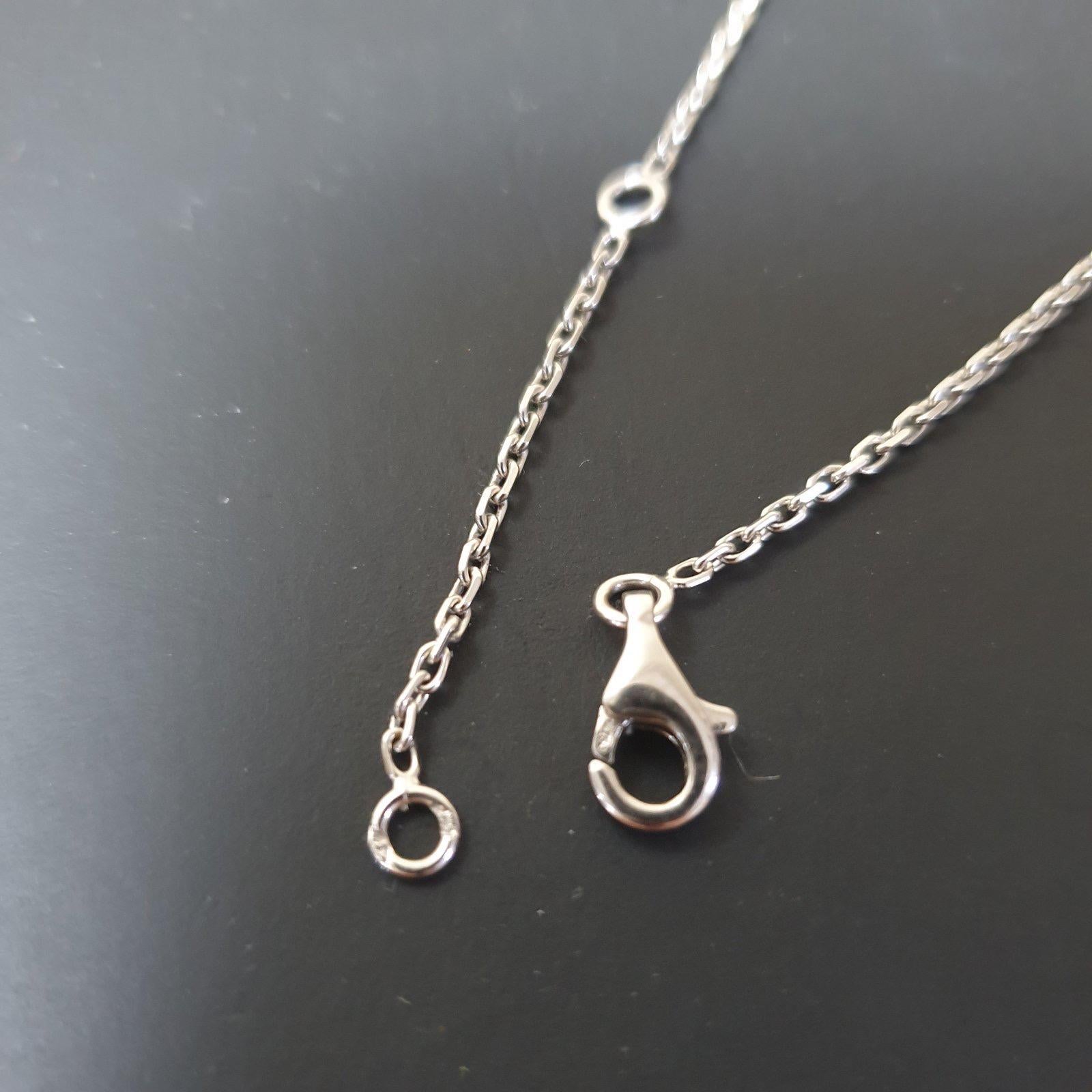 Ball Cut Chanel 18K White Gold Camellia Agate Diamond Necklace