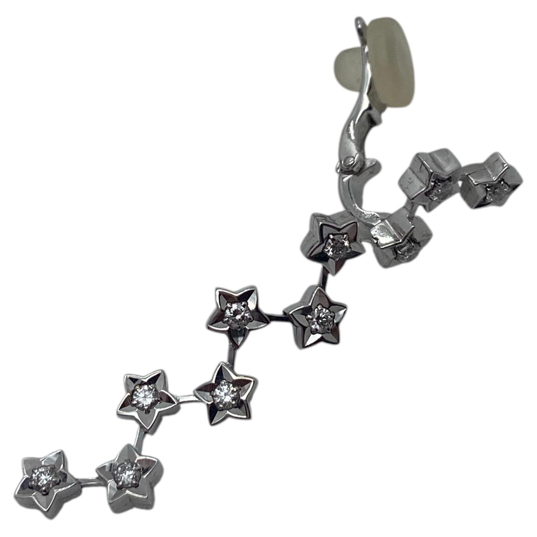 CHANEL 18K White Gold Comète Diamond Star Cascade Single Drop Earring