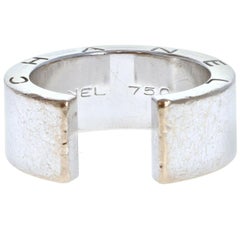 Chanel 18k White Gold Cuff Open Band Ring 16.5g