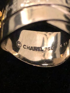CHANEL 18K White Gold Diamond Bolduc Ring