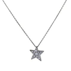 Chanel 18 Karat White Gold Diamond Comet Star Necklace