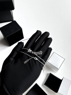 Chanel 18k White Gold Diamond "Comète Chevron" Shooting Star Pendant Necklace