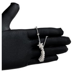 Chanel 18k White Gold Diamond "Comète Chevron" Shooting Star Pendant Necklace