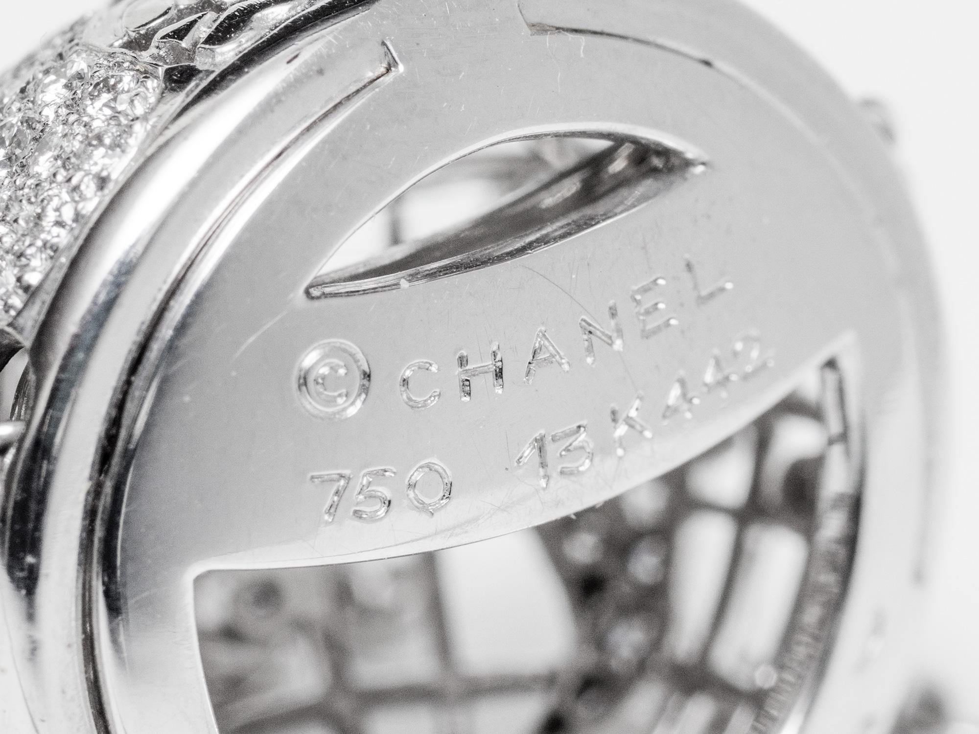 Women's Chanel 18k White Gold Diamond Globe Necklace For Sale