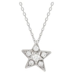 Chanel 18k White Gold Diamond Star Pendant Necklace